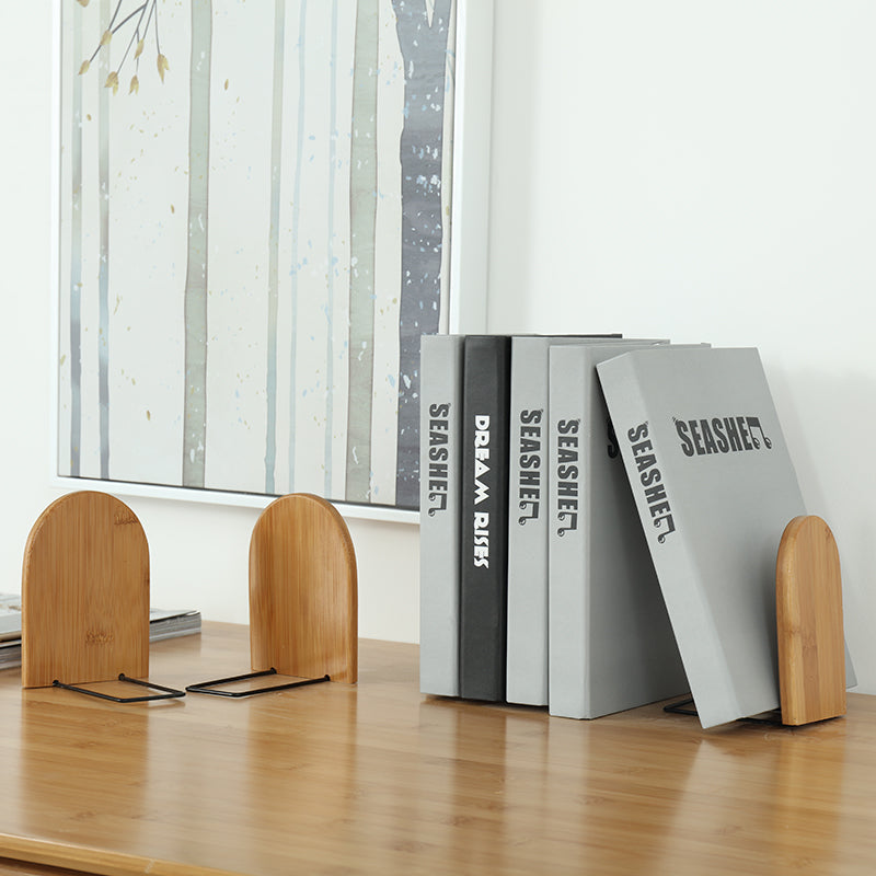 Bamboo Bookends - Natural Desktop Organizer & Book Stand (2 Sizes)
