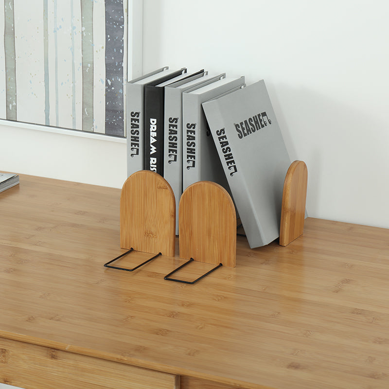 Bamboo Bookends - Natural Desktop Organizer & Book Stand (2 Sizes)