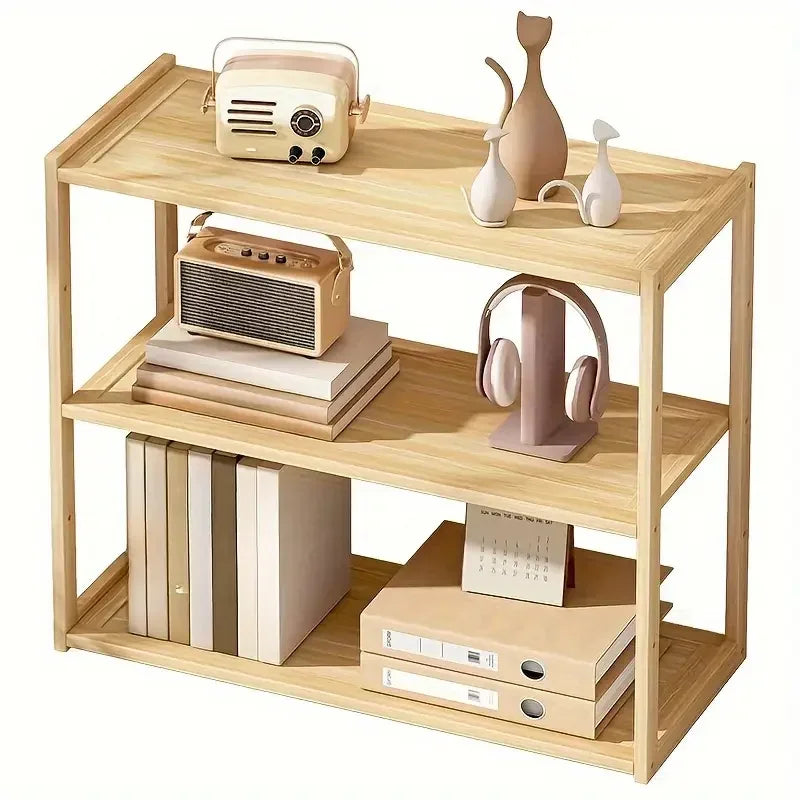 Wooden Desktop Storage Rack — 2 or 3-Layer Stationery Organizer for Desk & Office