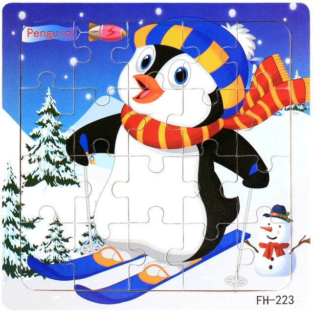 Wooden 3D Cartoon Puzzle — Montessori Educational Toy for Toddlers & Kids Ages 3–6