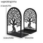 Tree of Life Metal Bookends | Decorative Book Holders for Heavy Books