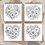 Adult level Spiral Coloring Book - 30 Sheets Floral Designs with Light Shading | 8.3x8.3" | Birthday & Holiday Gift