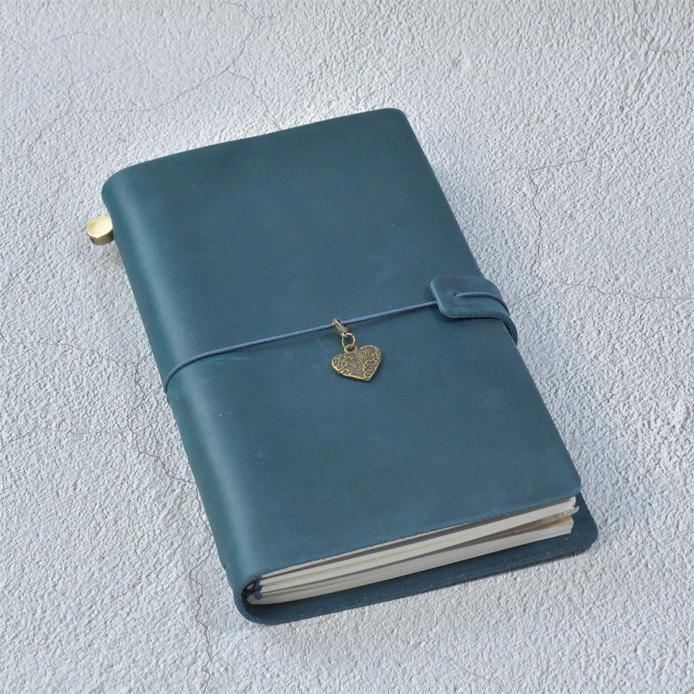 Genuine Leather Refillable Travel Journal - Handmade Retro Notebook with 192 Pages