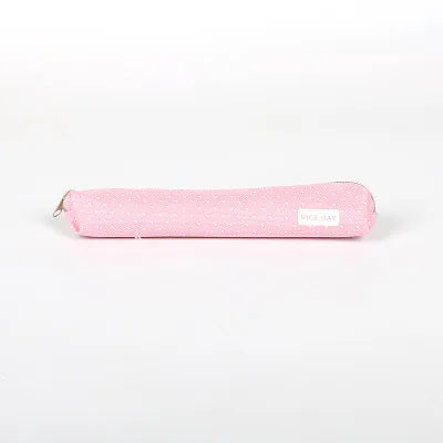 Kawaii Candy Color Pencil Case - Polka Dot Canvas Pen Pouch | 5 Pastel Colors | School & Office Stationery