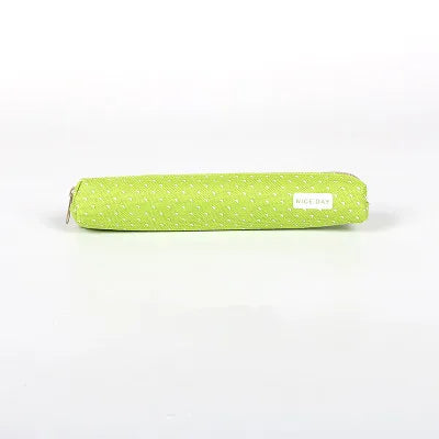 Kawaii Candy Color Pencil Case - Polka Dot Canvas Pen Pouch | 5 Pastel Colors | School & Office Stationery