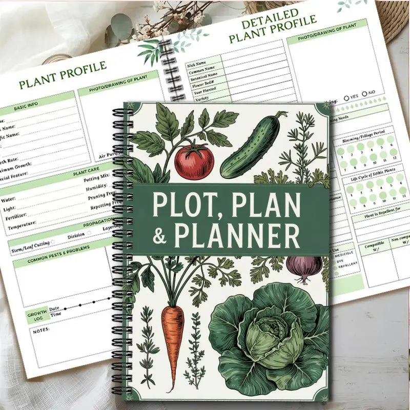 Plot, Plan & Planner – A5 Garden Journal | 60-Page Spiral Notebook for Vegetable & Flower Gardening | Beginner & Expert