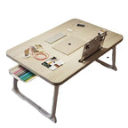 Foldable Bed & Sofa Laptop Table – 60cm | Portable Study Desk with Drawer, Tablet Stand & Cup Holder | Home, Dorm & Bay Window Use