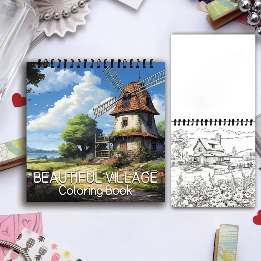 Beautiful Village – Adult Coloring Book | 32 Pages of Charming Countryside Scenes