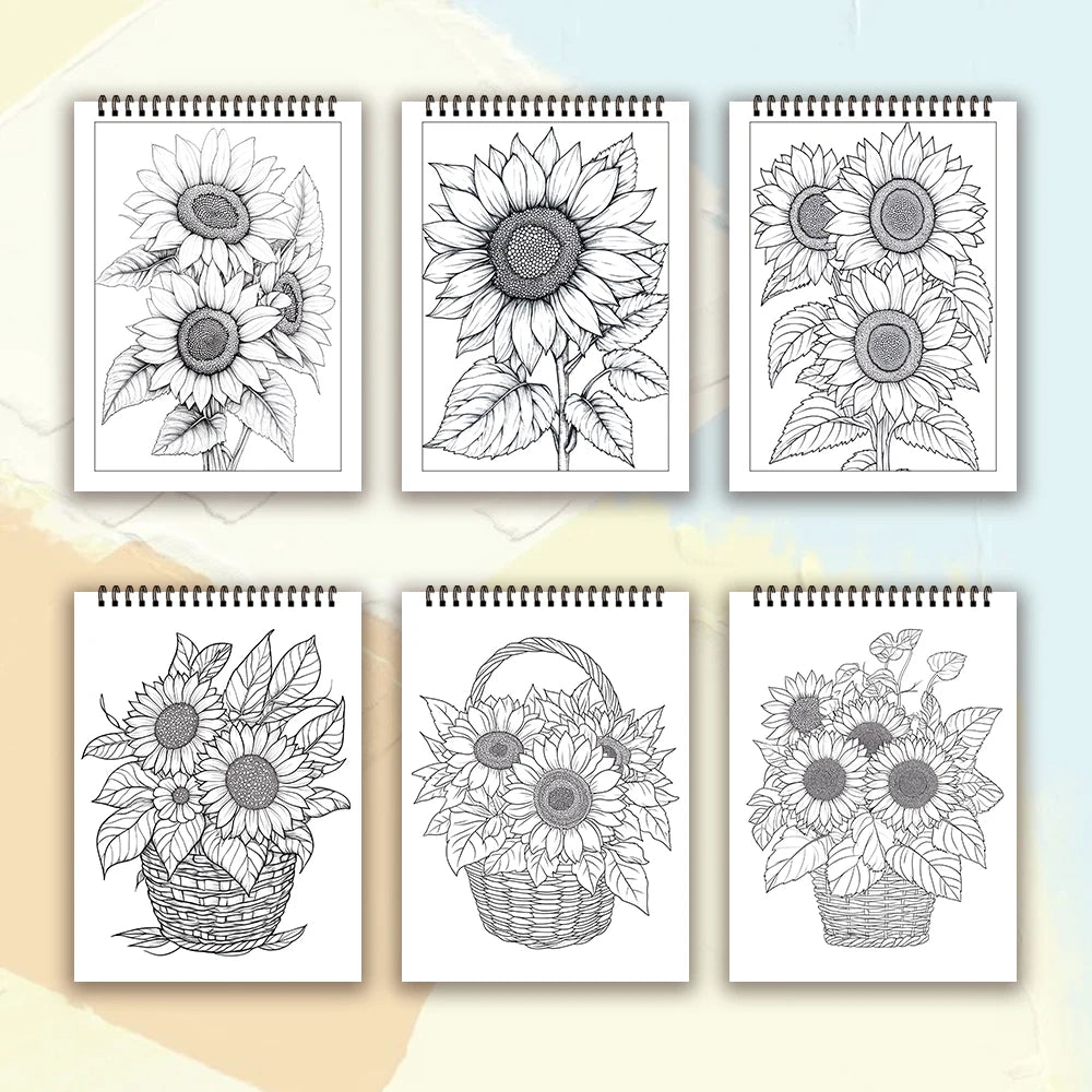 Adult Spiral Coloring Book - 30 Sheets Nature & Floral Themes | 11.2x8.3" Landscape Format | Birthday & Holiday Gift