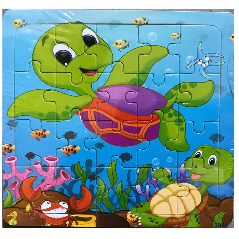 Wooden 3D Cartoon Puzzle — Montessori Educational Toy for Toddlers & Kids Ages 3–6