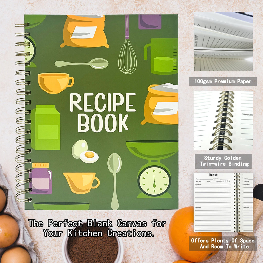 80-Sheet Blank Recipe Notebook - My Recipe Book for Writing Your Own Recipes