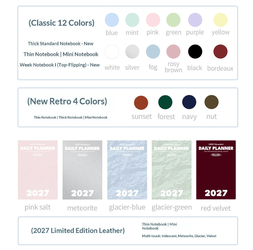 Planwith 2027 Daily Planner – 12-Month Weekly Agenda | Soft PU Cover, 180° Flat Open, 100gsm Paper | 12 Pastel Colors | Gift Box