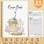Recipe Notebook - Cute Kitchen Planner & Food Journal with Pastel Patterns (2 Designs)