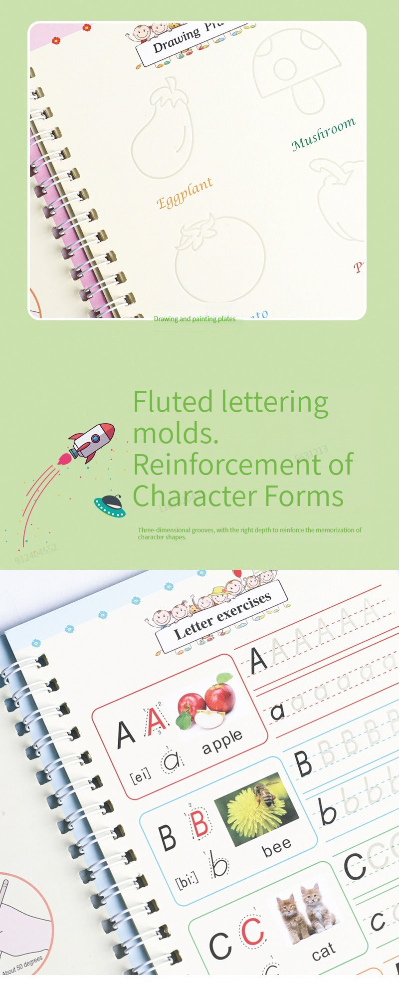 Magic Reusable Writing Practice Books | 4-Book Set with Auto-Disappearing Ink Pen