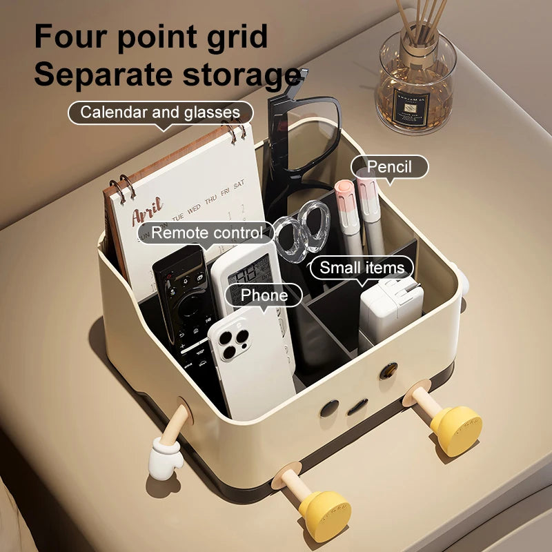 Desktop Organizer Box - 4-Compartment Multi-Use Storage | Standing or Sitting Design | Office, Dorm & Home