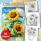 Adult Spiral Coloring Book - 30 Sheets Nature & Floral Themes | 11.2x8.3" Landscape Format | Birthday & Holiday Gift