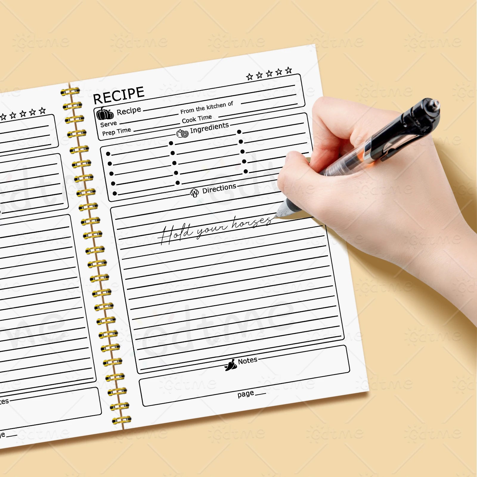 Recipe Notebook - Cute Kitchen Planner & Food Journal with Pastel Patterns (2 Designs)
