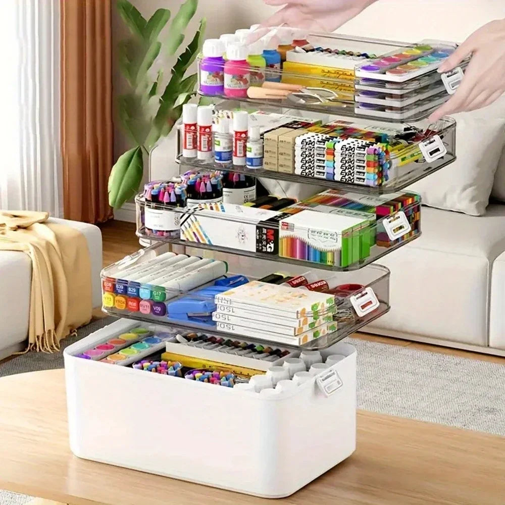 Multi-Layer Desk Organizer - Large Capacity Stationery Storage Box