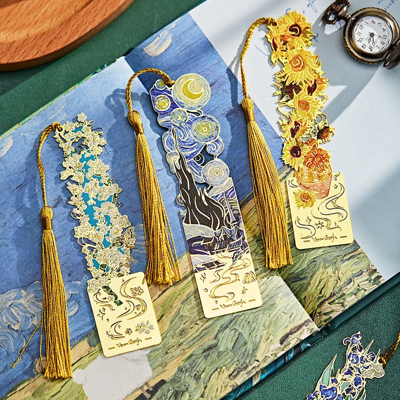 Van Gogh Art Bookmarks | Vintage Metal Bookmarks with Tassel
