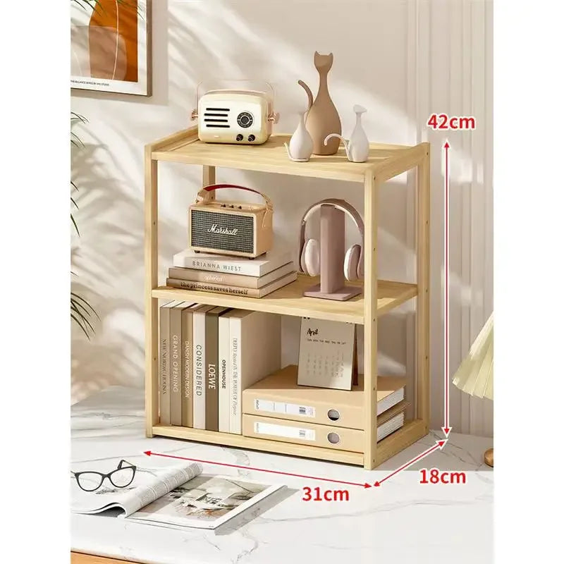 Wooden Desktop Storage Rack — 2 or 3-Layer Stationery Organizer for Desk & Office