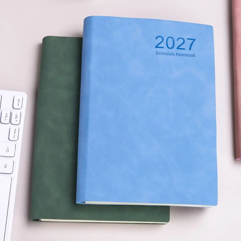 2027 Schedule Notebook – A5 Portable Planner | 365-Day Agenda with Monthly, Weekly & Daily Pages | PU Leather Cover | 6 Colors
