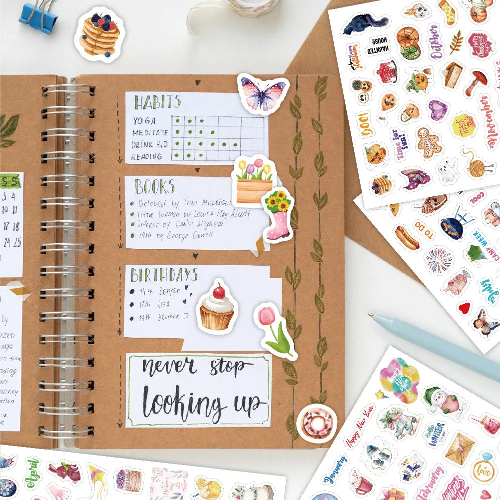 Monthly Calendar Stickers – 4 Sheets, 195 Stickers | Seasonal & Holiday Designs for Planners, Journals & Scrapbooks