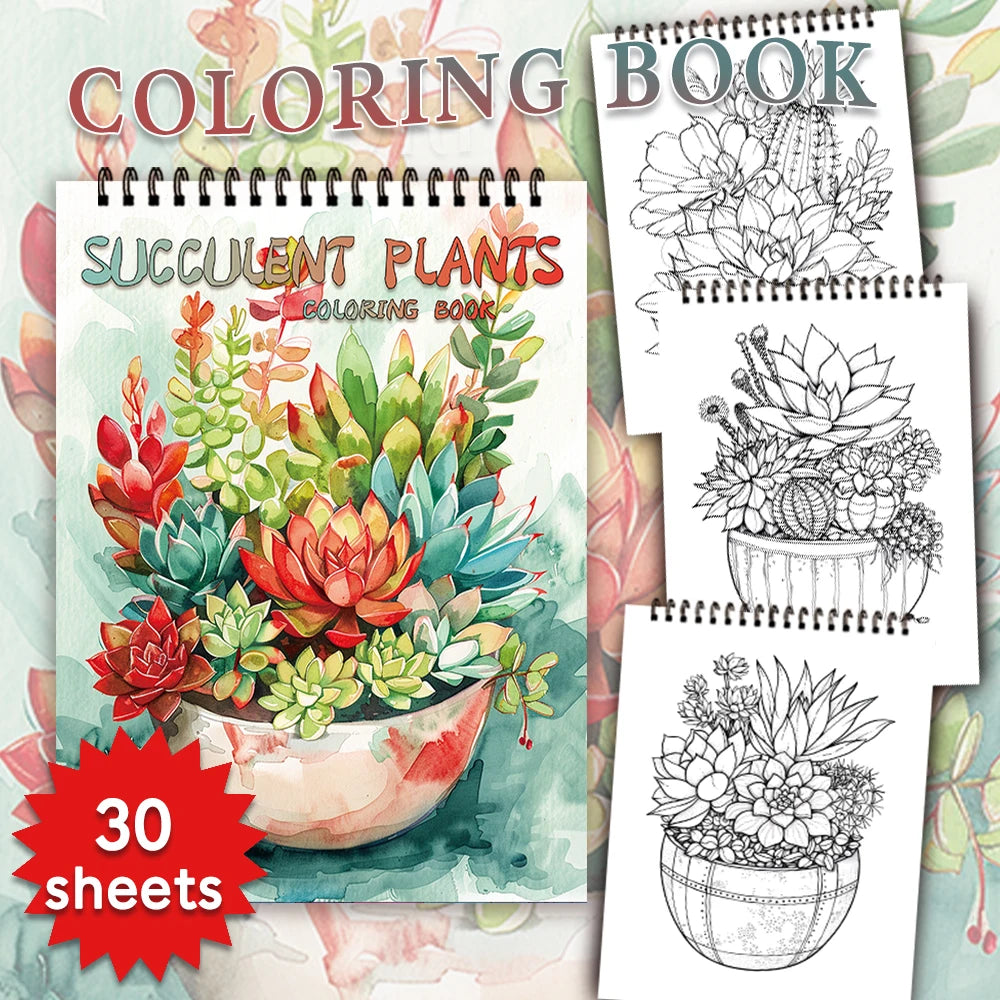 Adult Spiral Coloring Book - 30 Sheets Nature & Floral Themes | 11.2x8.3" Landscape Format | Birthday & Holiday Gift