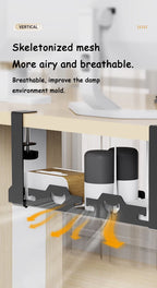 Under-Desk Cable Management Rack — Telescopic Metal Storage Tray, No Drilling Required