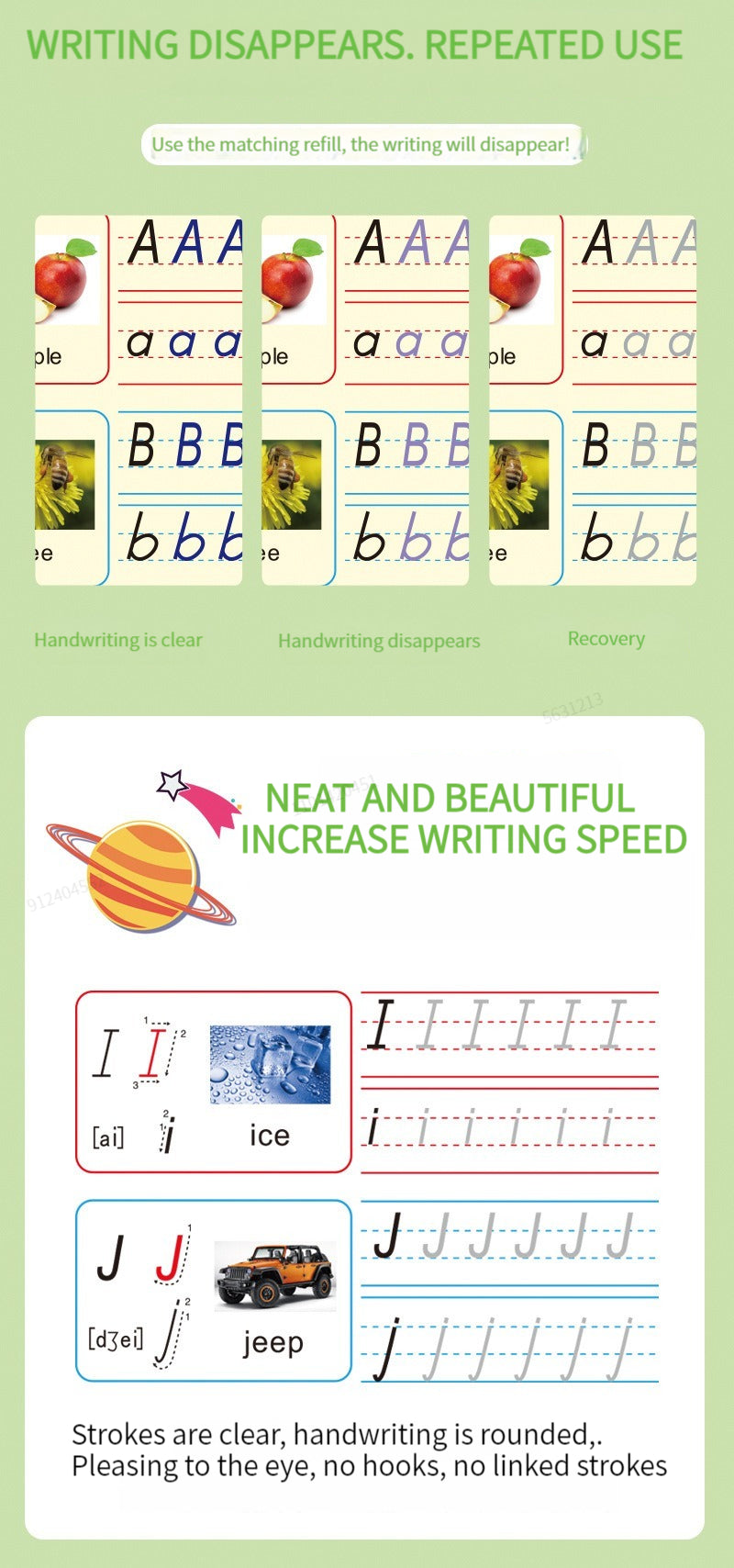Magic Reusable Writing Practice Books | 4-Book Set with Auto-Disappearing Ink Pen