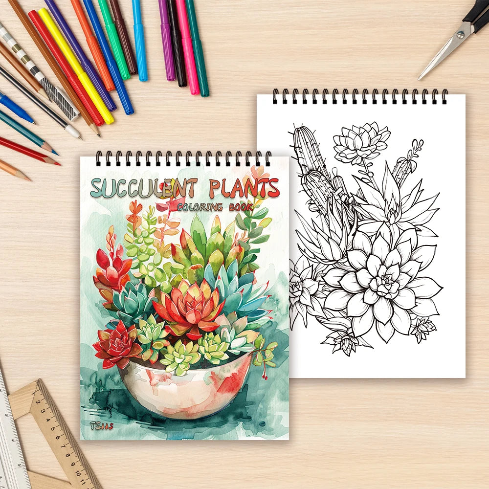 Adult Spiral Coloring Book - 30 Sheets Nature & Floral Themes | 11.2x8.3" Landscape Format | Birthday & Holiday Gift