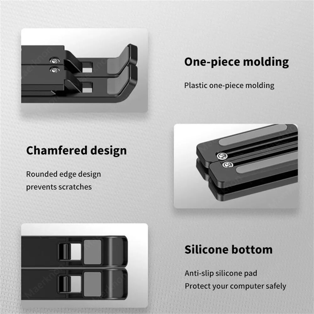 Foldable Laptop Stand – 10-Position Adjustable, Portable ABS Bracket for MacBook, Notebooks & Laptops up to 17" | Black & White