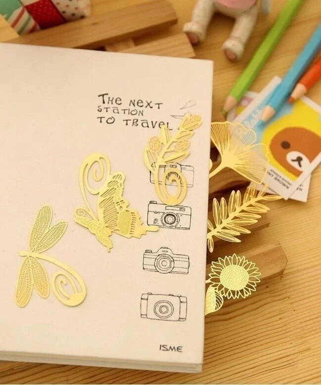 Gold Metal Bookmark - Botanical & Insect Designs | Flowers, Butterflies & More | 8 Designs | Elegant Reading Accessory & Gift