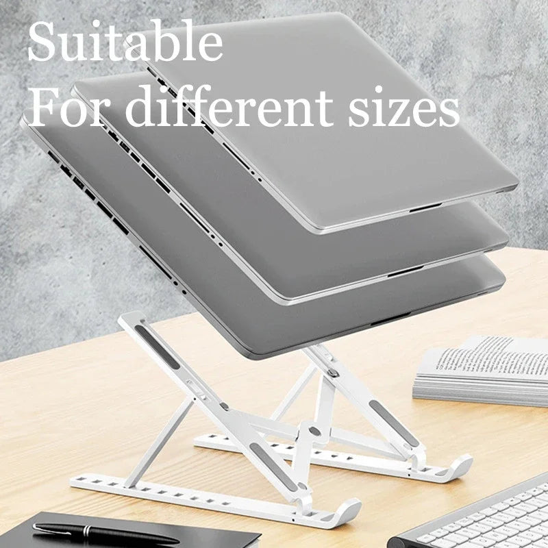 Foldable Laptop Stand – 10-Position Adjustable, Portable ABS Bracket for MacBook, Notebooks & Laptops up to 17" | Black & White