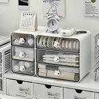 Clear Desktop Storage Box with Lid - Multi-Use Organizer for Desk & Vanity (2 Sizes)