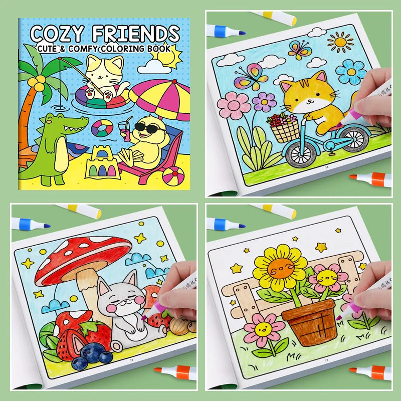 Girls' Fantasy Coloring Book - 24 Pages of Hand-Drawn Illustrations (3 Themes)