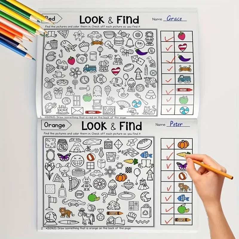 Look & Find Coloring Workbook for Kids — Shapes, Colors & Handwriting Activities, Ages 3–6