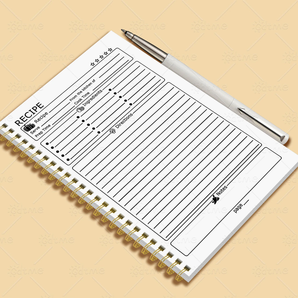 Recipe Notebook - Cute Kitchen Planner & Food Journal with Pastel Patterns (2 Designs)