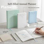 Planwith Undated Self-Fill Annual Planner – A5 / Mini / Week Style | PU Leather Cover, 96 Sheets | Start Anytime
