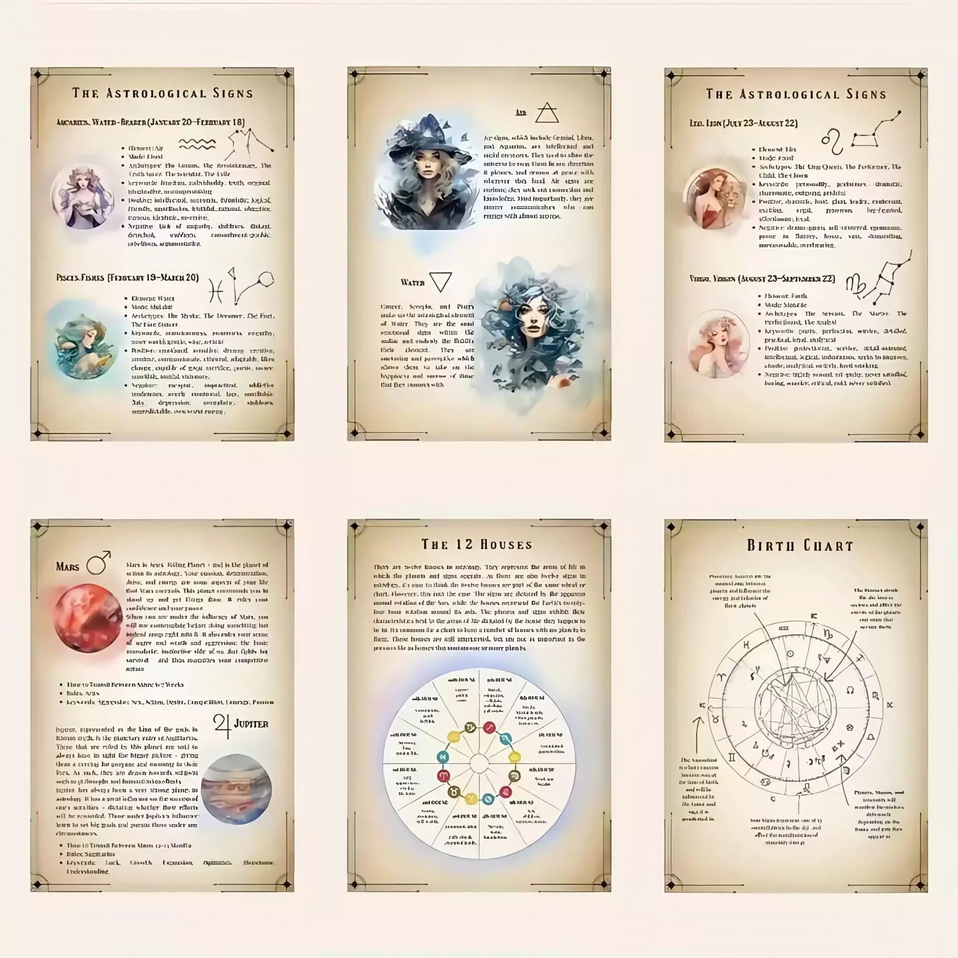 Retro Astrology Spiral-Bound Guide - Illustrated Beginner's Handbook