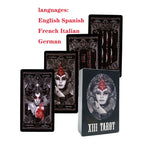 XIII Dark Tarot Deck - 78 Cards Gothic Mysterious Divination | 5 Languages on Every Card | QR Guide Included | Adults 18+